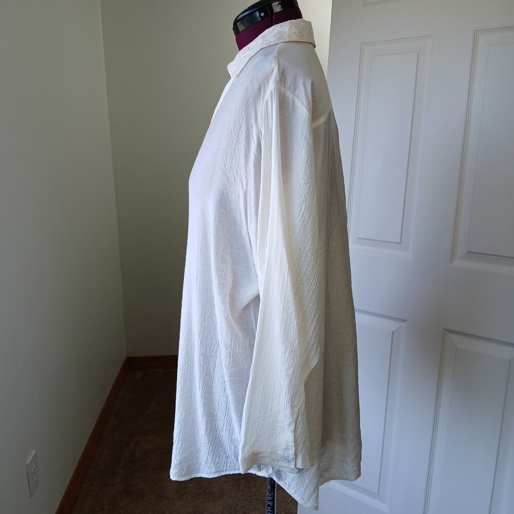 Hester & Orchard Ivory Lace Henley Tunic Blouse 1X lightweight back vent cottage - Picture 4 of 14